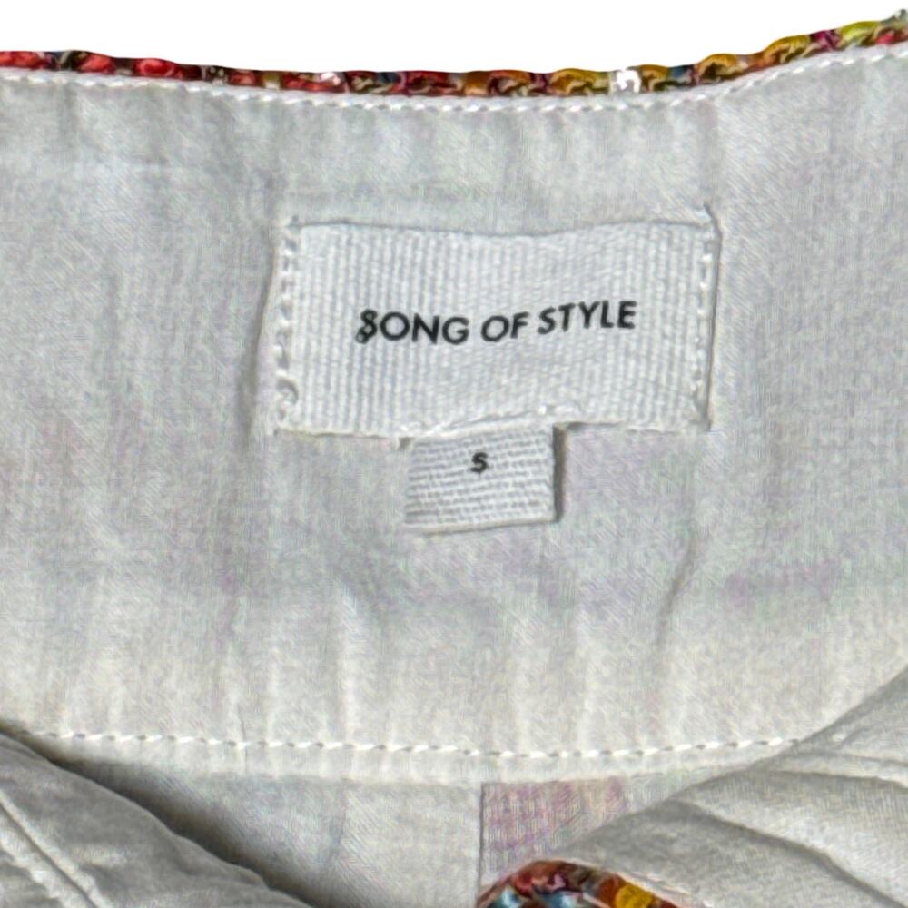 Song Of Style Lyric Mini Skirt Womens Small Rainbow Tweed Pearl Button - Picture 4 of 10